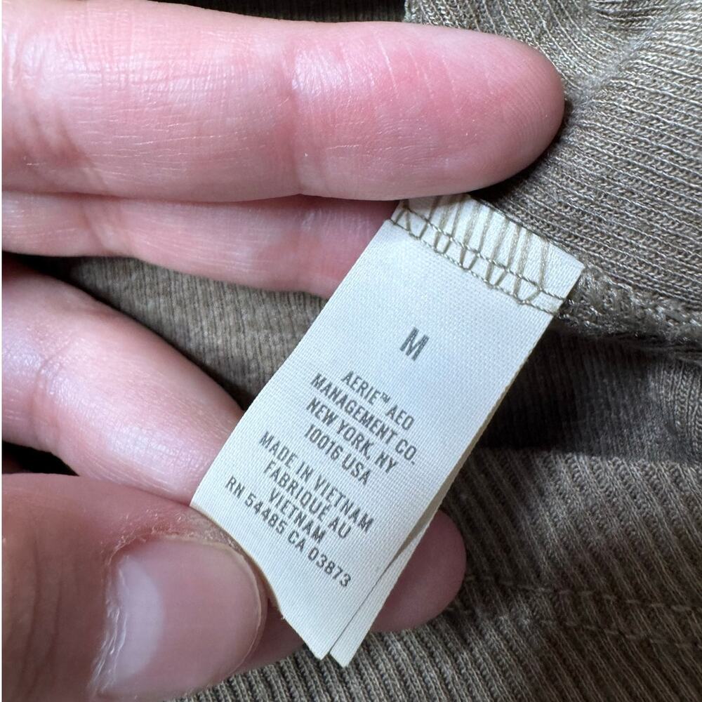 Aerie Brown Ribbed Henley Long Sleeve Layering Top Size Medium - Picture 7 of 9